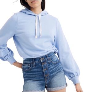Madewell Bubble-Sleeve Hoodie Crop Sweatshirt Size XS